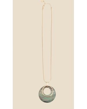 Sosandar Round Pendant Necklace - Natural