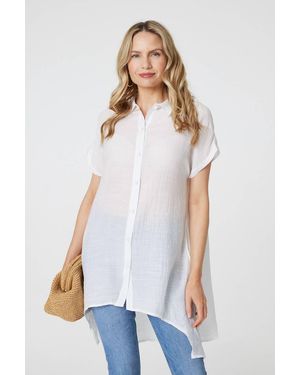 Izabel London High Low Longline Button-Up Shirt - White