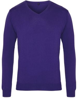 PREMIER V-Neck Knitted Jumper - Purple