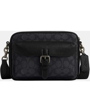 COACH Signature Crossbody Messenger Bag - Black