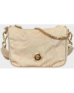 Versace Hobo Medusa Floral Shoulder Bag - Natural