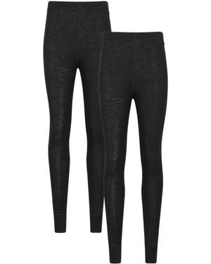 Mountain Warehouse Merino Base Layer Trousers Elastic Waistband Winter Trousers - Black
