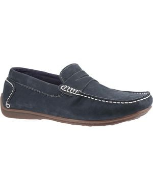 Hush Puppies Roscoe Leather Slip On Loafer Shoes - Blue