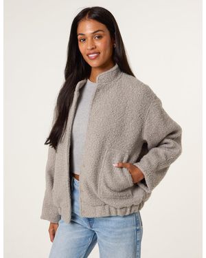 Blue Vanilla Faux Shearling Jacket - Grey