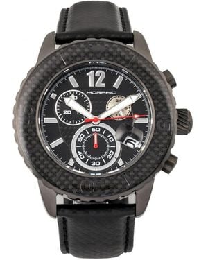 Morphic M51 Series Chronograph Leather-Band Watch W/Date - Metallic