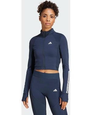 adidas Originals Hyperglam Full-Zip Ribbed Cover-Up - Blue