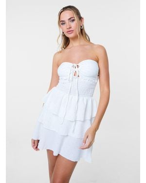 Pink Vanilla Diamante Rara Skirt Dress - White