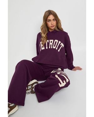 Boohoo Detroit Applique Hoodie Tracksuit - Purple
