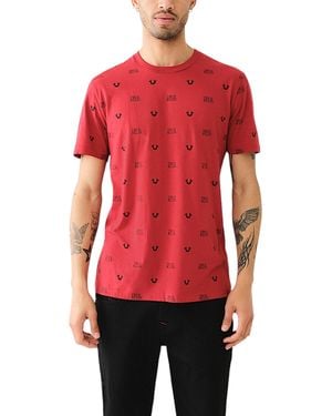 TRUE RELIGION 108334 T Shirts Crew Neck Short Sleeve Summer Soft Cotton Top - Red