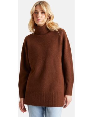 Urban Bliss Rust Deep Hem Roll Neck Jumper - Brown