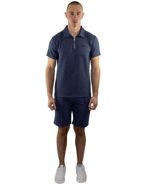 D Rock Polo Shirt & Shorts 2-Piece Summer Outfit - Blue