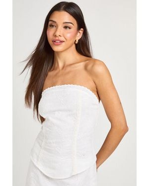 Boohoo Emboidery Bandeau Corset - White