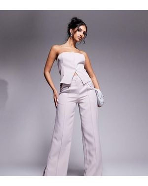 Kaiia Exclusive Tailored Wide Leg Seam Detail Trousers Co-Ord - Purple