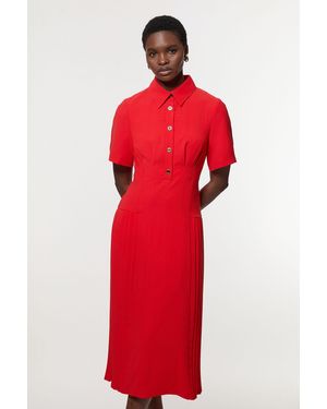Karen Millen Tailored Crepe Pleated Panelled Shirt Dress