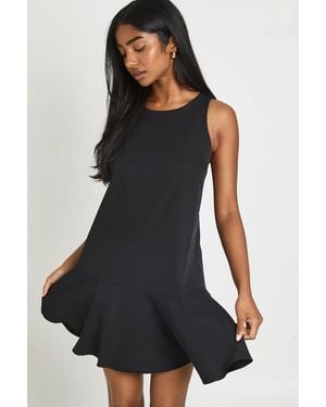 Boohoo Racer Back Dropped Waist Skater Dress - Black