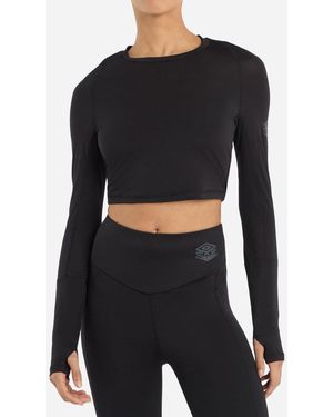 Umbro Ladies Pro Long-Sleeved Training Crop Top - Black