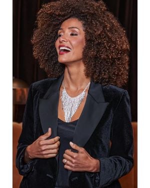 Sosandar Diamante Fringe Necklace - Black