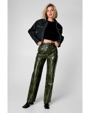 Nasty Gal Leopard Faux Leather Pant - Black