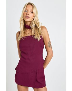 Boohoo Chiffon Draped Cami & Mini Skirt Co-Ord - Purple