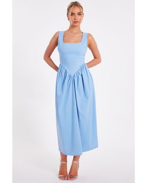 Quiz Bow Back Midi Dress - Blue