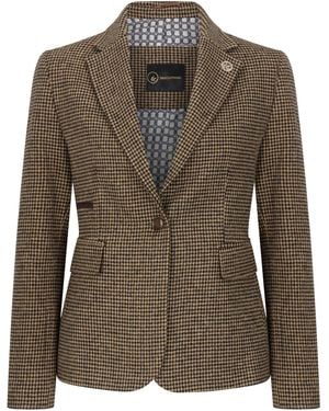 TruClothing Tailored Dogtooth Wool Blend Tweed Blazer - Green