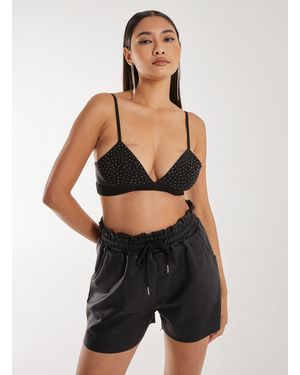 Pink Vanilla Diamante Bralette Top - Black