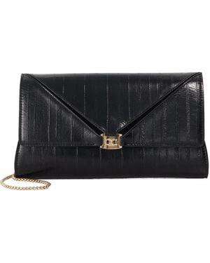 Dune Bee Leather Clutch Bag - Black