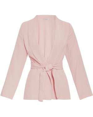 Gina Bacconi Linete Moss Crepe Tie Jacket - Pink