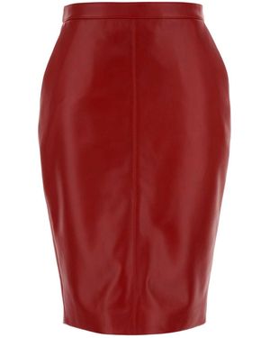 Saint Laurent Leather Skirt - Red