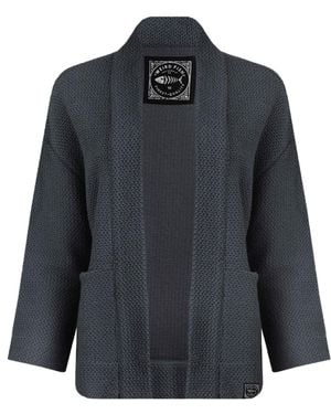 Weird Fish Santosh Macaroni Cropped Vest (Marine) - Blauw