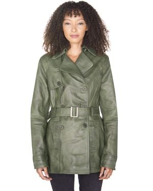 Infinity Leather Nappa Trench Coat-Mosul - Green