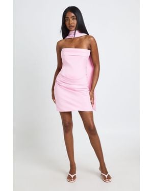 Boohoo Corset Detail Drape Side Structured Mini Dress