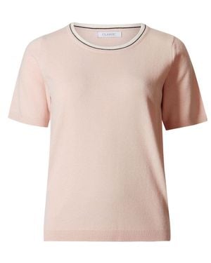 Secret Label Contrast Edge Short Sleeve Top - Pink