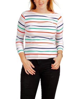 Secret Label Striped Cotton Rich Slash Neck Tops - Grey