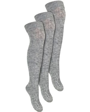 Steve Madden 3 Pairs Over The Knee Wool Socks - Grey