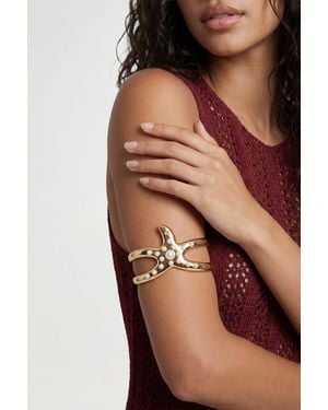 Boohoo Starfish Pearl Detail Bangle - Metallic
