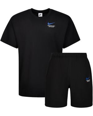 Nike Athletic T-Shirt And Shorts Set Cotton - Black