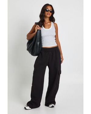 Boohoo Petite Wide Leg Cargo Joggers - Blue