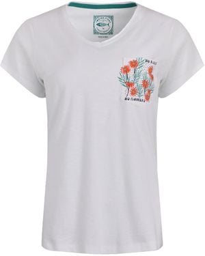 Weird Fish Ladies No Rain No Flowers Slub Pocket T-Shirt - White