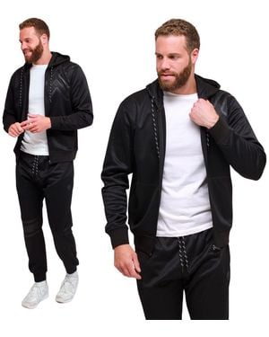 KAM Jeanswear Kam Two Piece Tracksuit Hoodie & Jogger Set - Black