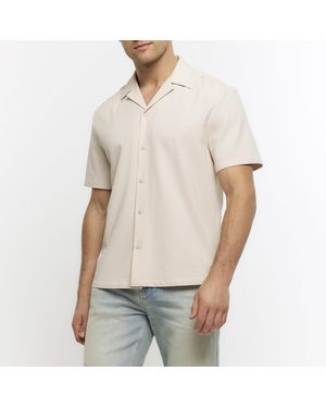 River Island Shirt Regular Fit Seersucker Revere - White
