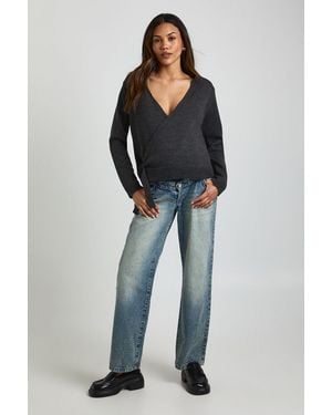 Boohoo Maternity Low Wrap Knitted Cardigan - Blue