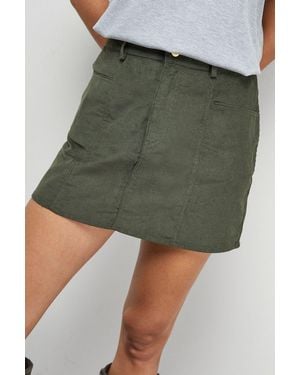Warehouse Cord Micro Mini Skirt - Green