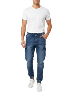 Other Cargo Denim Jeans Regular Fit Joggers Casual Trousers Stretch Bottom Trousers - Blue