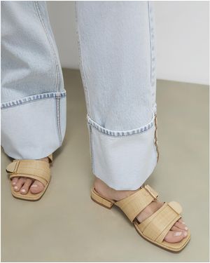 River Island Sandals Raffia Flat Pu - Natural