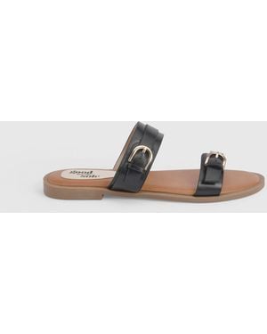 Good for the Sole Heidi Faux Leather Double Buckle Comfort Mules - Black