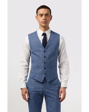 Antique Rogue Single Breasted Five Button V-Neck Slim Fit Suit Waistcoat - Blue