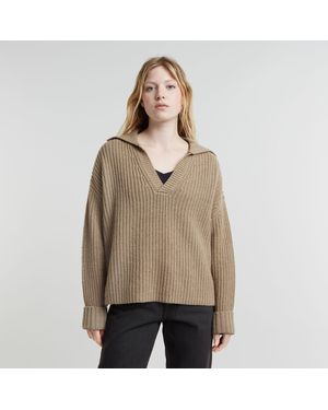 G-Star Heavy Knitted Loose Polo - Natural