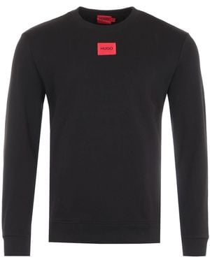 HUGO Logo Patch Sustainable Crew Neck Sweatshirt - Black