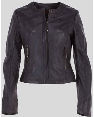 Brampton London 'Style E' Real Leather Jacket - Blue